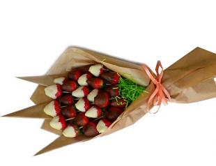 Geschenkstrauß zum Selbermachen aus Halbmonden in Schokolade